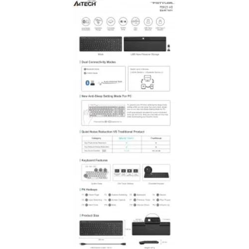 Клавиатура A4Tech Fstyler FBK23 AS черный USB беспроводная BT/Radio (FBK23 AS)